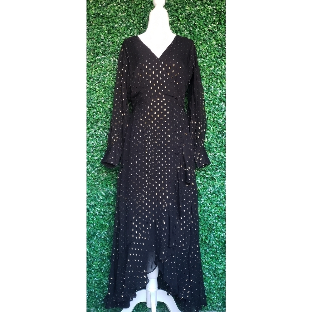 50. J.Crew Ruffle-hem Lurex® chiffon wrap dress - Picture 4 of 10